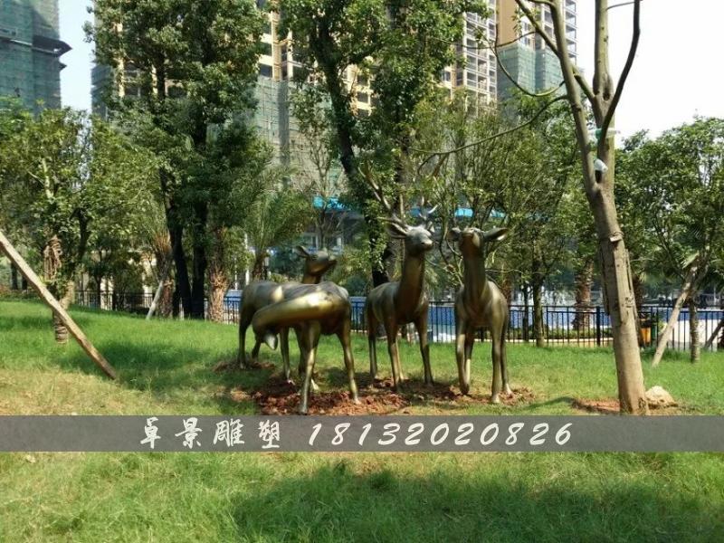梅花鹿铜雕，公园动物铜雕 (1)