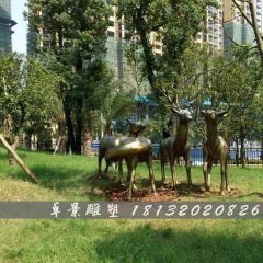 梅花鹿铜雕，公园动物铜雕