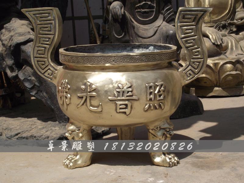 铜香炉，圆鼎香炉，铸铜香炉 (3)