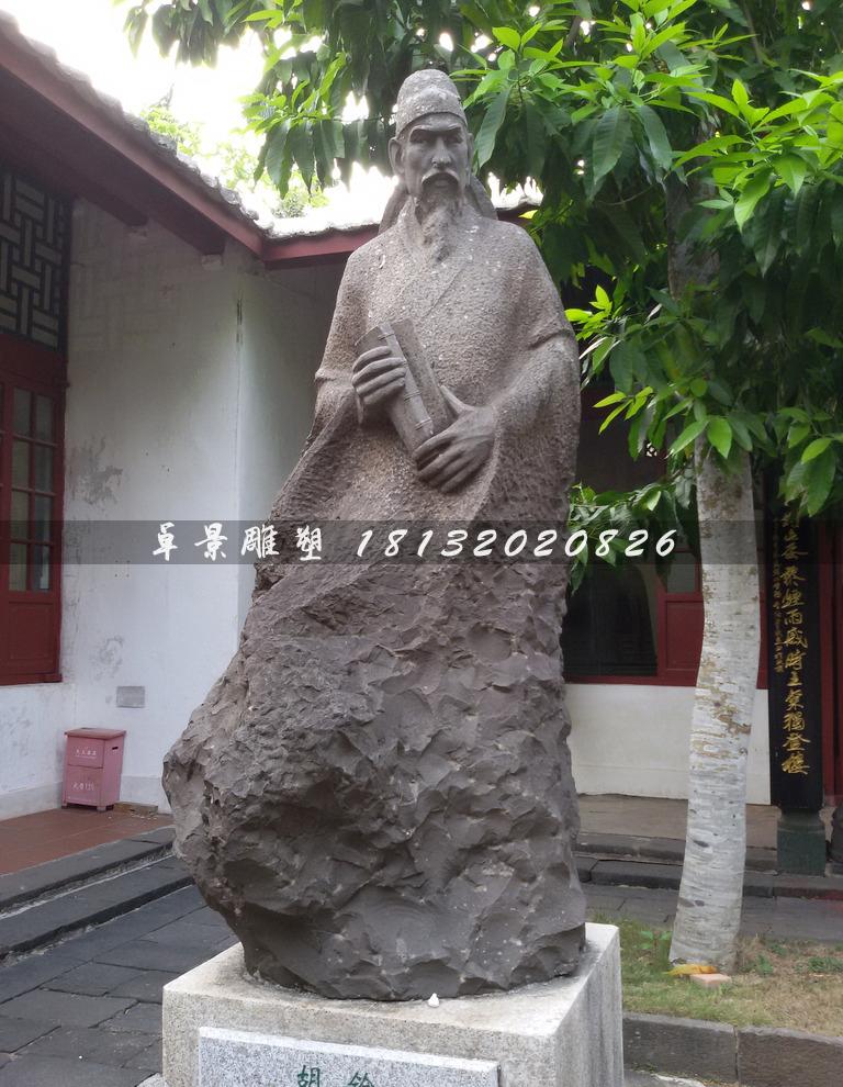 胡铨铜雕，广场名人雕塑