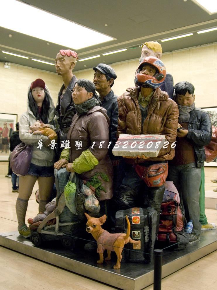 玻璃钢人物雕塑，玻璃钢广场雕塑