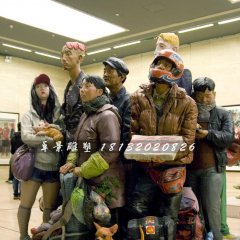 玻璃钢人物雕塑，玻璃钢广场雕塑
