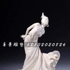 美女跳舞石雕，汉白玉美女雕塑