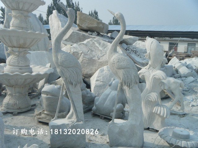 仙鹤石雕，大理石仙鹤雕塑