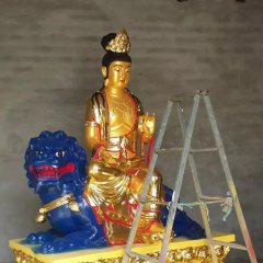 玻璃钢文殊菩萨雕塑，玻璃钢彩绘文殊菩萨雕塑