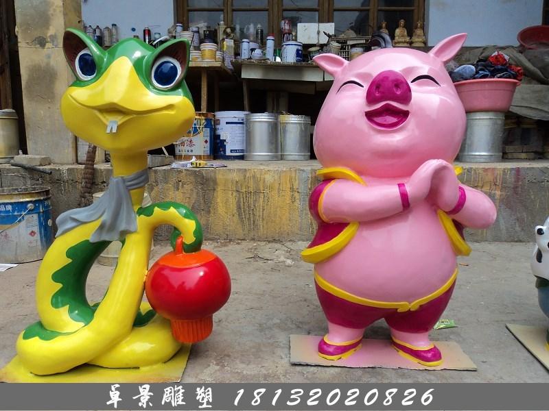 玻璃钢十二生肖雕塑，玻璃钢卡通十二生肖雕塑 (2)