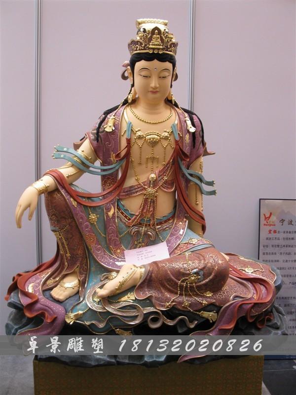 玻璃钢观音雕塑，坐式观音菩萨玻璃钢雕塑