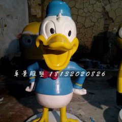 玻璃钢唐老鸭雕塑，玻璃钢卡通雕塑