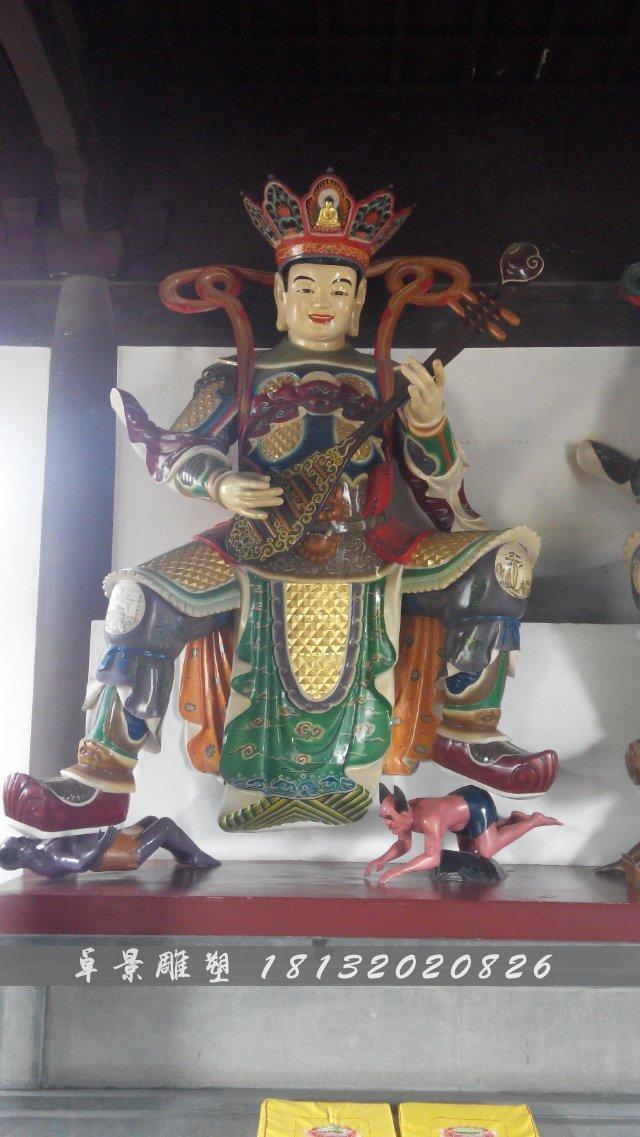 玻璃钢四大天王雕塑，彩绘四大天王玻璃钢雕塑 (1)