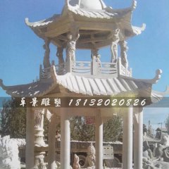 两层亭子，六角石亭，石雕亭子