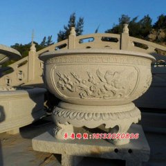 石头香炉，石雕香炉雕塑