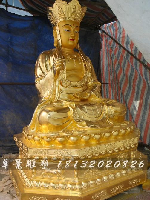 地藏王菩萨雕塑，贴金铜地藏王菩萨雕塑