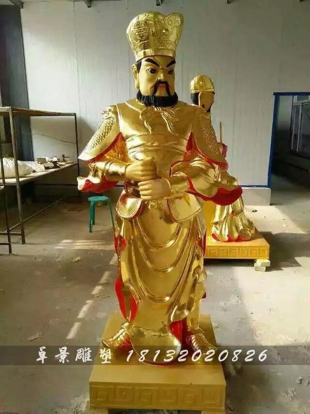 张苞铜雕，贴金铜张苞雕塑