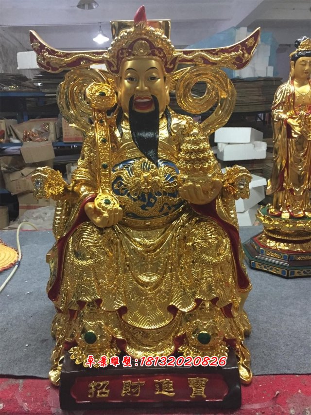 财神铜雕，铸铜财神雕塑 (4)
