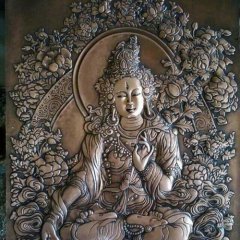 菩萨铜浮雕，铸铜菩萨雕塑