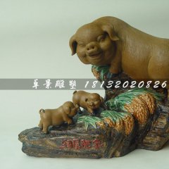 仿真小猪雕塑，玻璃钢小猪雕塑