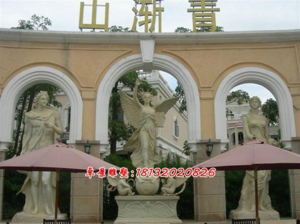 天使石雕，汉白玉天使雕塑