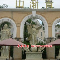 天使石雕，汉白玉天使石雕