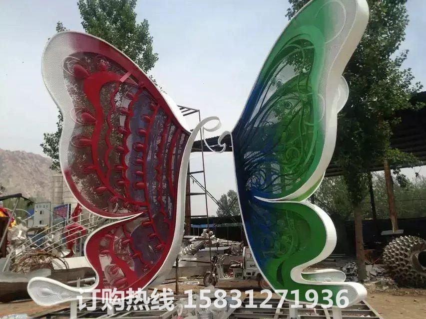 不锈钢蝴蝶雕塑，广场彩色蝴蝶不锈钢雕塑
