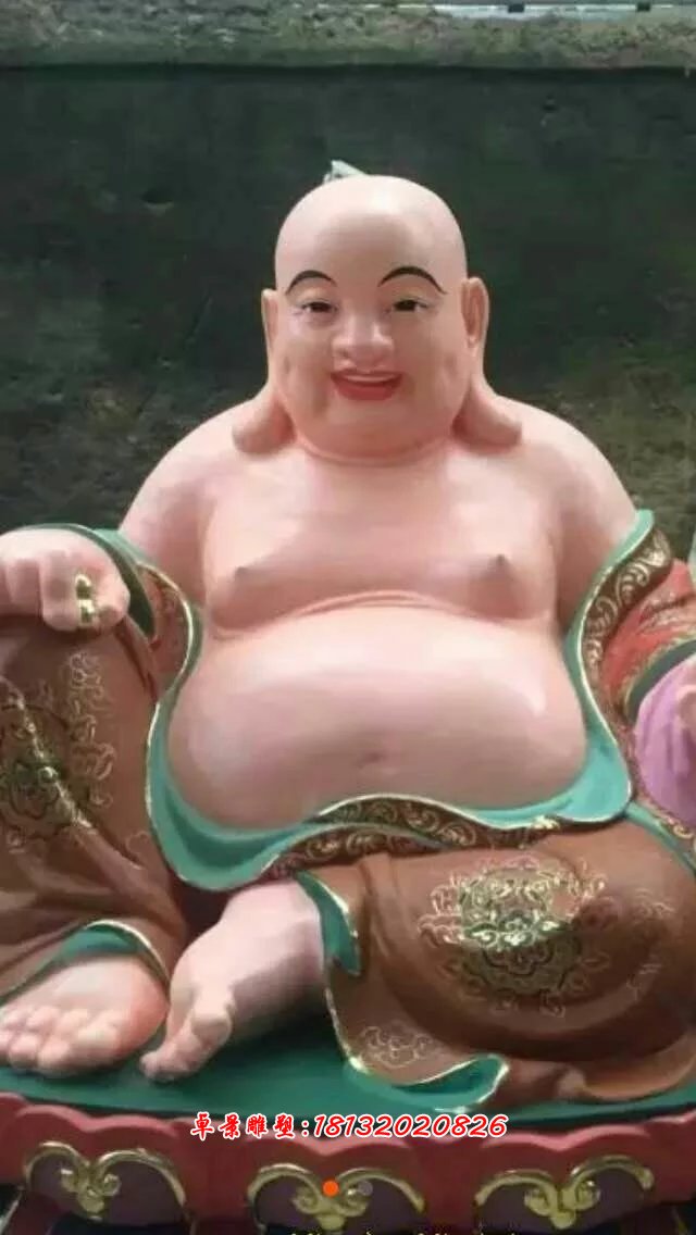 玻璃哈刚彩绘佛像，玻璃钢弥勒佛(2)