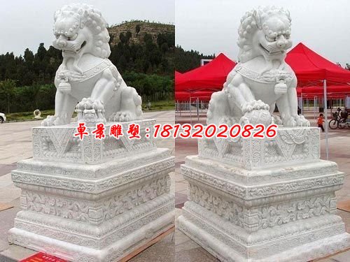 狮子石雕，汉白玉门狮雕塑