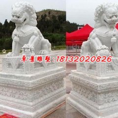 狮子石雕，汉白玉门狮雕塑