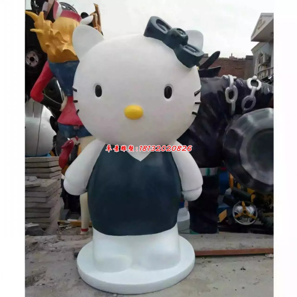 小猫玻璃钢雕塑，卡通小猫雕塑 (1)