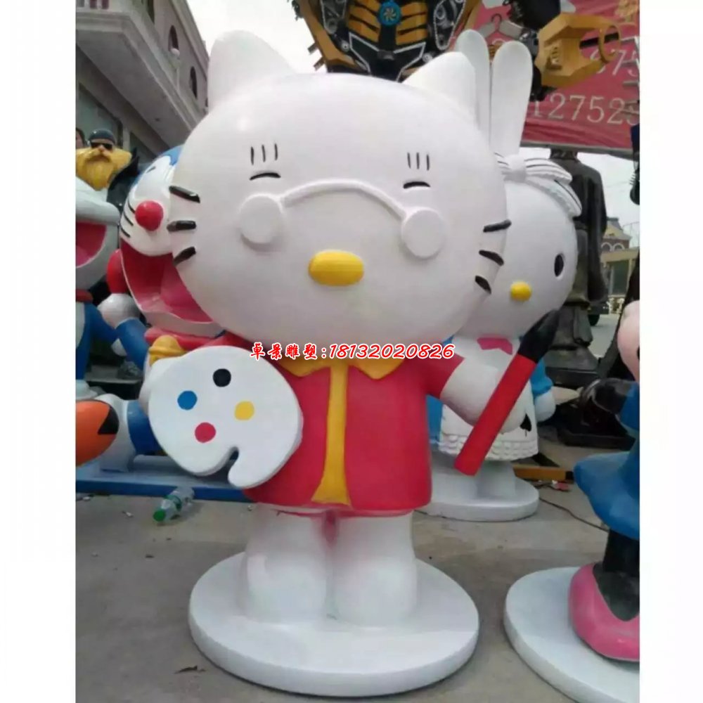 小猫玻璃钢雕塑，卡通小猫雕塑 (2)
