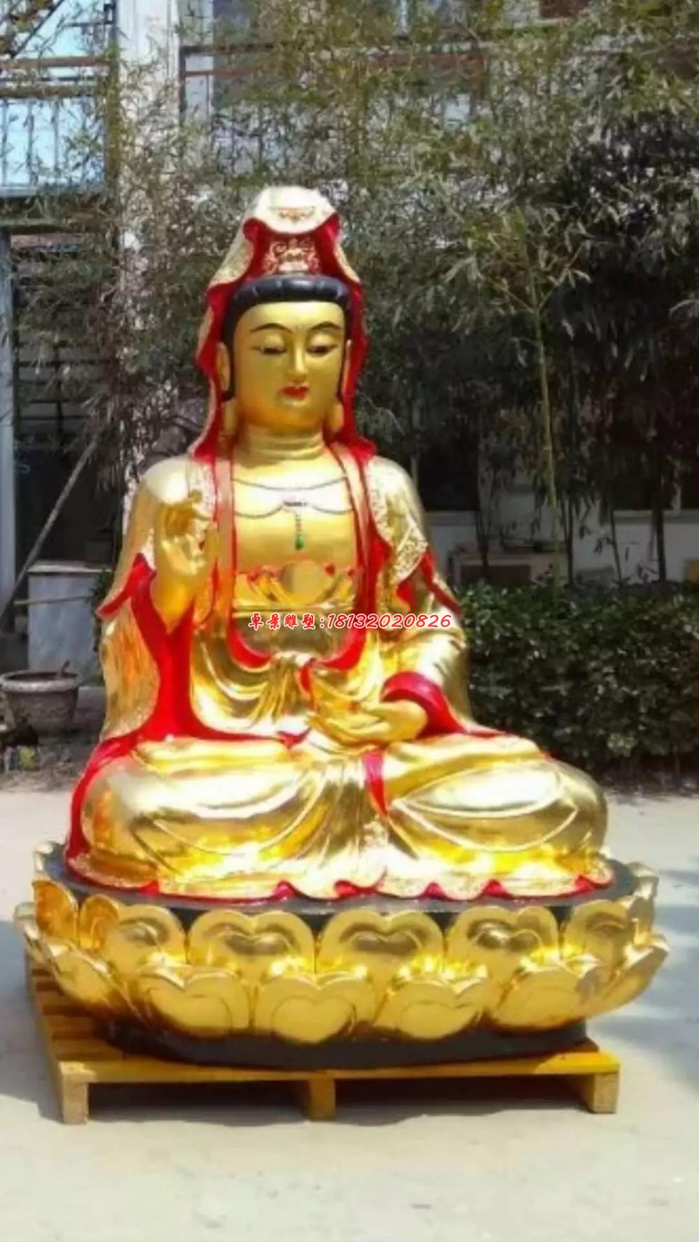 观音菩萨铜雕，彩绘观音菩萨雕塑