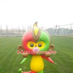玻璃钢吉祥物小猴雕塑，卡通雕塑