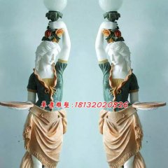 汉白玉石灯，西方人物石灯雕塑