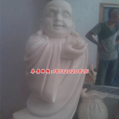 布袋和尚石雕，汉白玉弥勒佛