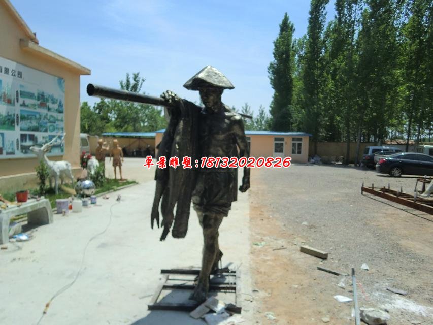 打渔铜雕，广场小品铜雕