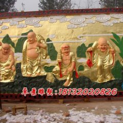 十八罗汉铜浮雕，寺庙铜浮雕