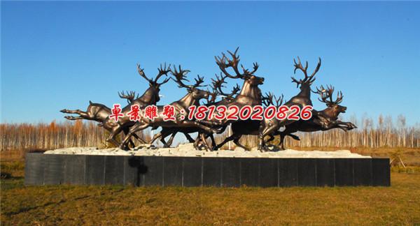 群鹿铜雕，小鹿铜雕
