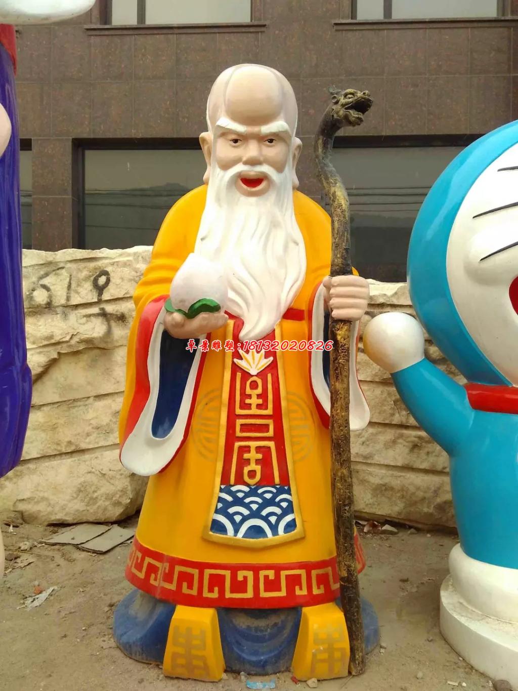 玻璃钢寿星公雕塑，仿真寿星公雕塑