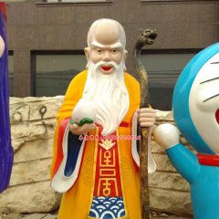玻璃钢寿星公雕塑，仿真寿星公雕塑