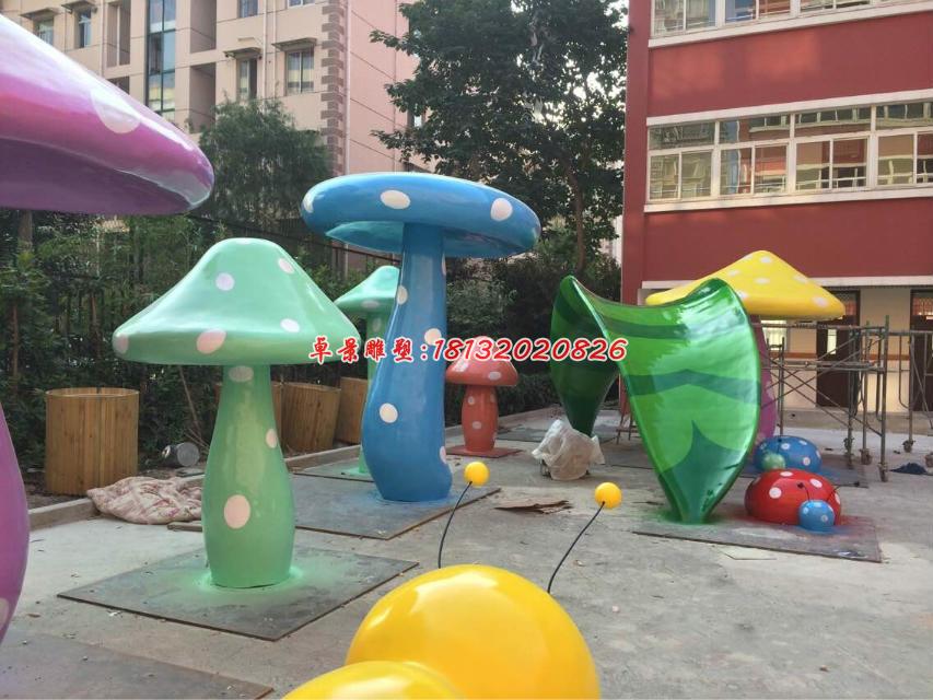 玻璃钢蘑菇雕塑，彩色蘑菇雕塑 (1)