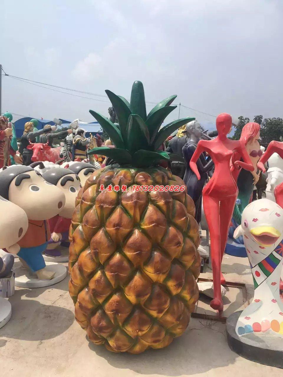 玻璃钢菠萝雕塑，玻璃钢仿真雕塑