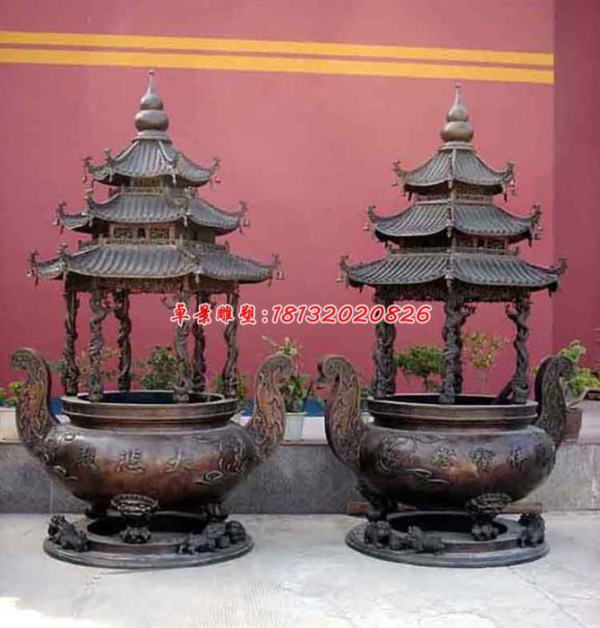 铜香炉，寺庙铜香炉