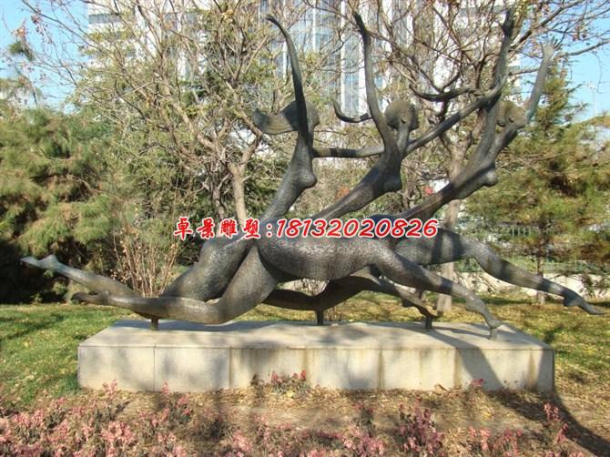 奔跑铜雕，公园抽象人物铜雕