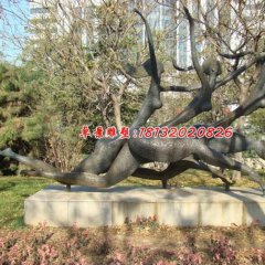 奔跑铜雕，公园抽象人物铜雕
