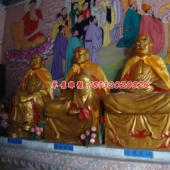 玻璃钢十八罗汉雕塑，贴金十八罗汉雕塑