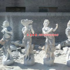 吹拉弹唱石雕，汉白玉西方人物石雕