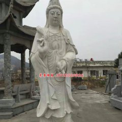 观音菩萨石雕，大理石立式观音雕塑