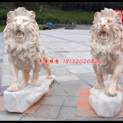 西洋狮石雕，晚霞红汇丰狮石雕