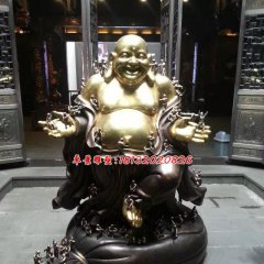 弥勒佛铜雕，贴金弥勒佛雕塑