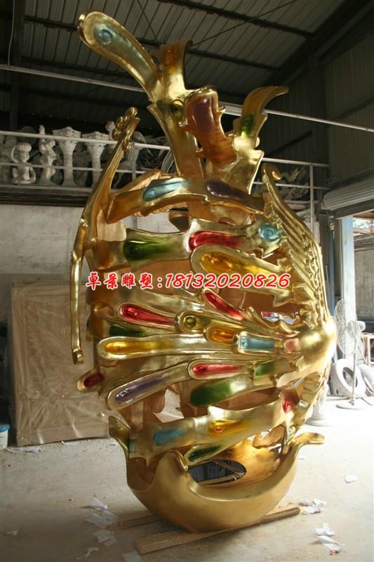 玻璃钢凤凰雕塑，玻璃钢动物雕塑