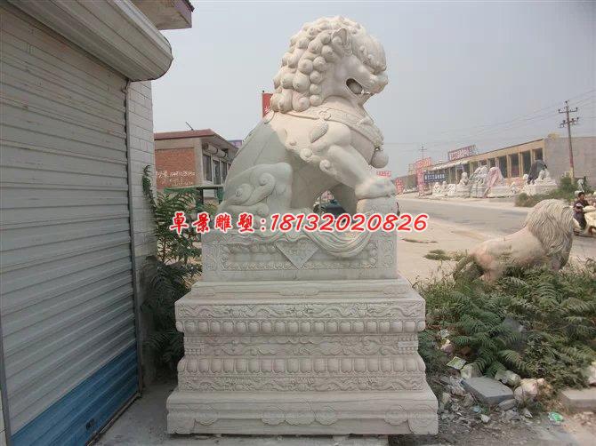 石雕北京狮，踩球石狮子雕塑 (1)