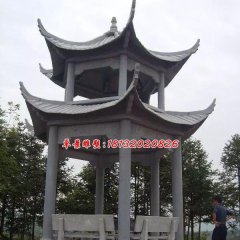 凉亭石雕，青石双层凉亭雕塑